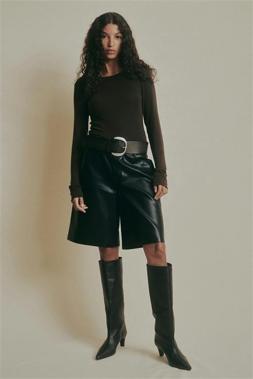 Gina Tricot - Premium long sleeve top - Langærmede toppe - Brun - S - Dame