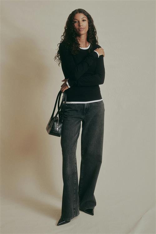 Gina Tricot - Premium long sleeve top - Langærmede toppe - Sort - L - Dame