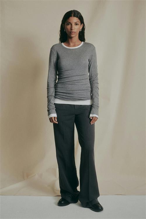 Gina Tricot - Premium long sleeve top - Langærmede toppe - Grå - XL - Dame