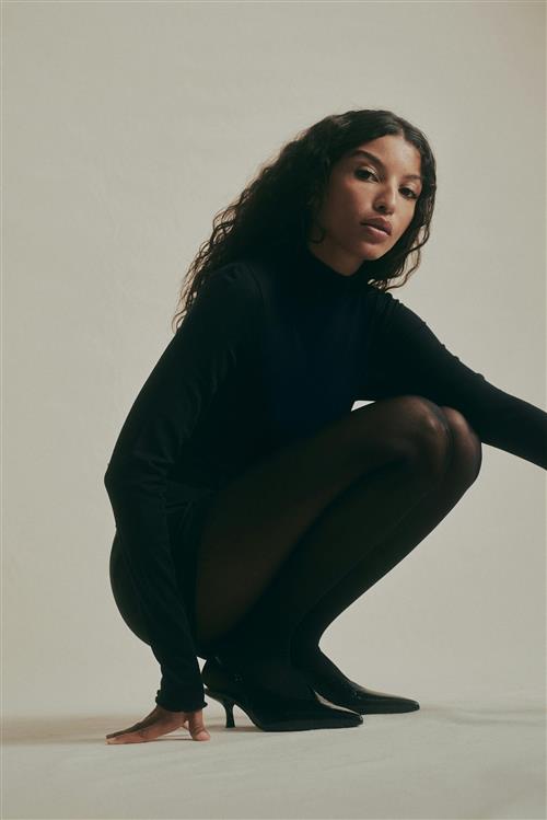 Gina Tricot - Premium polo top - Rullekravetrøjer - Sort - L - Dame