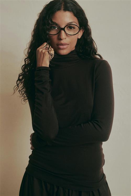 Gina Tricot - Premium polo top - Rullekravetrøjer - Brun - XS - Dame