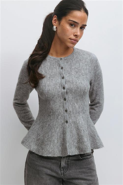 Gina Tricot - Knitted peplum cardigan - Cardigans - Grå - L - Dame