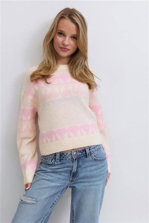 Gina Tricot - Y ski knitted sweater - striktrøjer - Lyserød - 170 - Pige