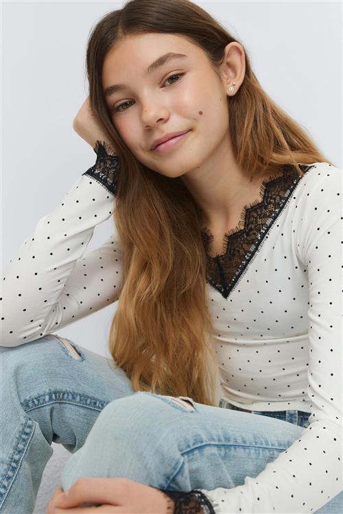 Gina Tricot - Y lace top - overdele - Hvid - 158/164 - Pige