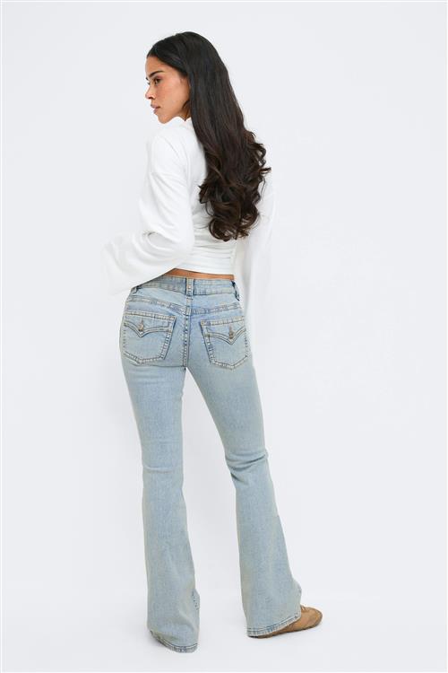 Gina Tricot - Y2k low bootcut jeans - Low waist jeans - Blå - 38 - Dame