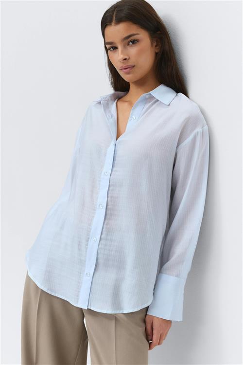 Gina Tricot - Sheer shirt - Skjorter - Blå - M - Dame