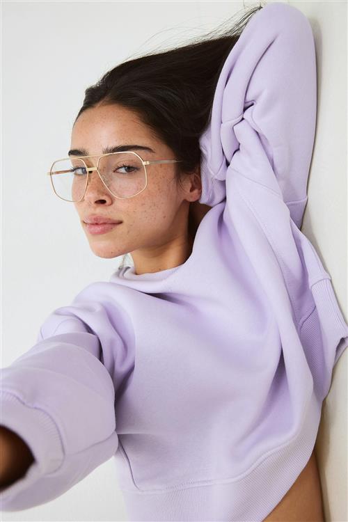 Gina Tricot - Crop crewneck sweater - Collegetrøjer - Lilla - XS - Dame