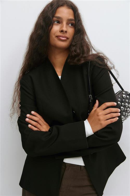 Gina Tricot - Shaped high neck blazer - figursyede blazere - Sort - XS - Dame