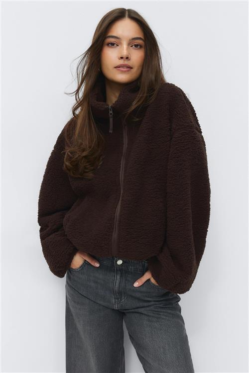 Gina Tricot - Sport fleece jacket - teddy jakker - Brun - XS - Dame