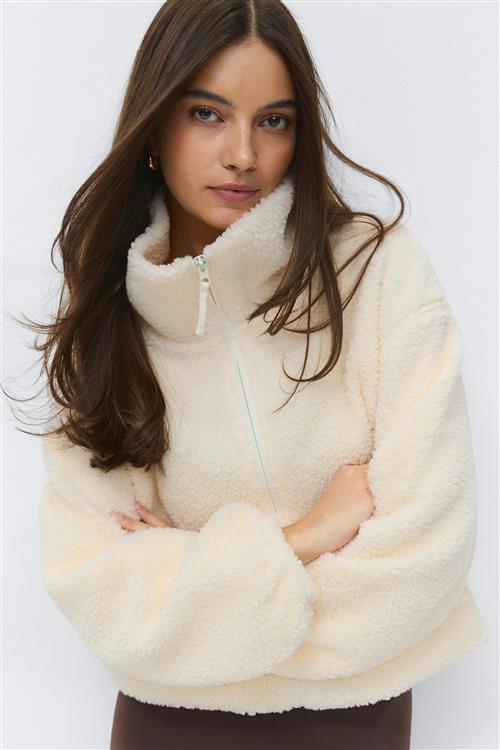 Gina Tricot - Sport fleece jacket - teddy jakker - Hvid - XL - Dame