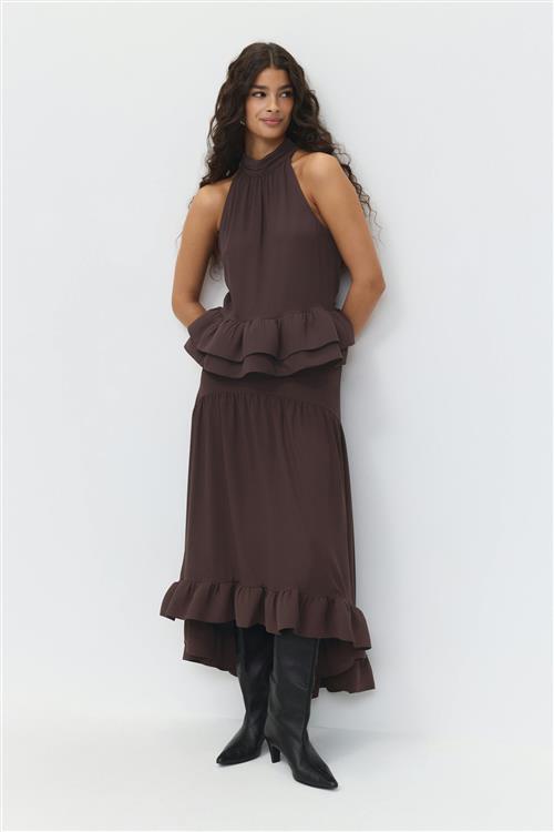 Gina Tricot - Flounce skirt - lange nederdele - Brun - L - Dame