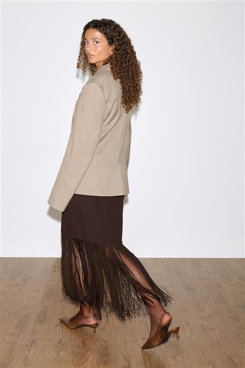 Gina Tricot - Fringe skirt - Nederdele - Brun - M - Dame