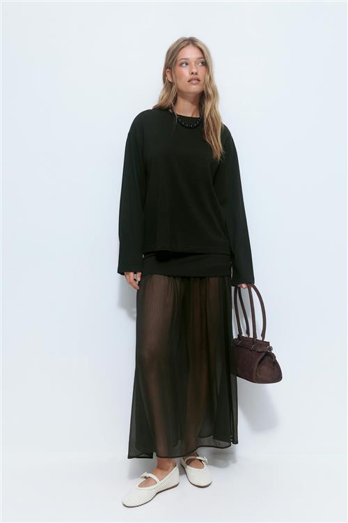 Gina Tricot - Pleated maxi skirt - lange nederdele - Sort - XL - Dame