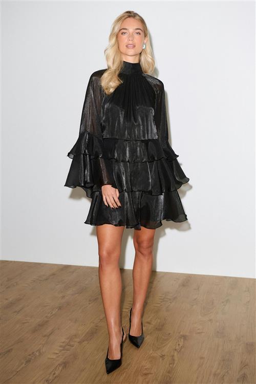 Gina Tricot - Flowy frill mini dress - korte kjoler - Sort - 38 - Dame