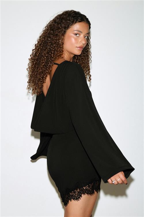 Gina Tricot - Asymmetric lace mini dress - blondekjoler - Sort - M - Dame