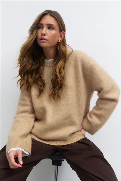 Gina Tricot - Mohair knitted sweater - Striktrøjer - Beige - XL - Dame