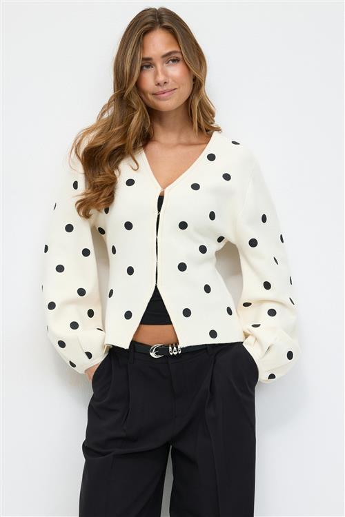 Gina Tricot - Jacquard knitted cardigan - Cardigans - Hvid - L - Dame