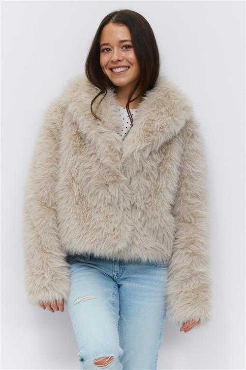 Gina Tricot - 14+ faux fur jacket - jakke - Beige - M - Dame