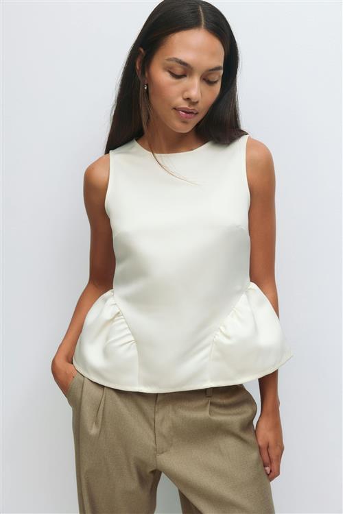 Gina Tricot - Peplum top - peplum toppe - Hvid - XS - Dame