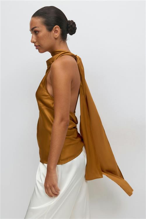 Gina Tricot - Halterneck blouse - Halterneck-toppe - Orange - 38 - Dame