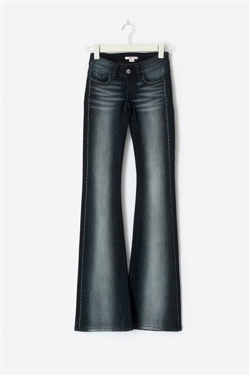 Gina Tricot - 14+ low rhinestone jeans tall - tall jeans - Blå - M - Dame
