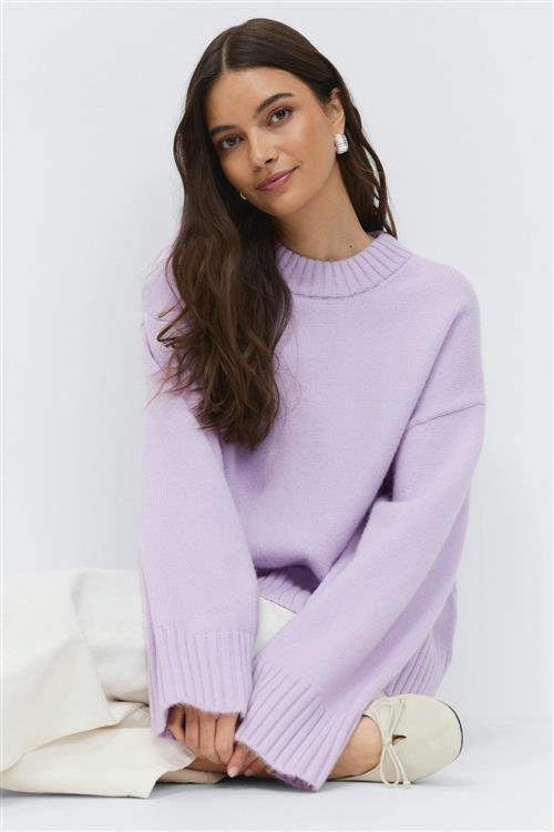 Gina Tricot - Crew neck knitted sweater - Striktrøjer - Lilla - XS - Dame