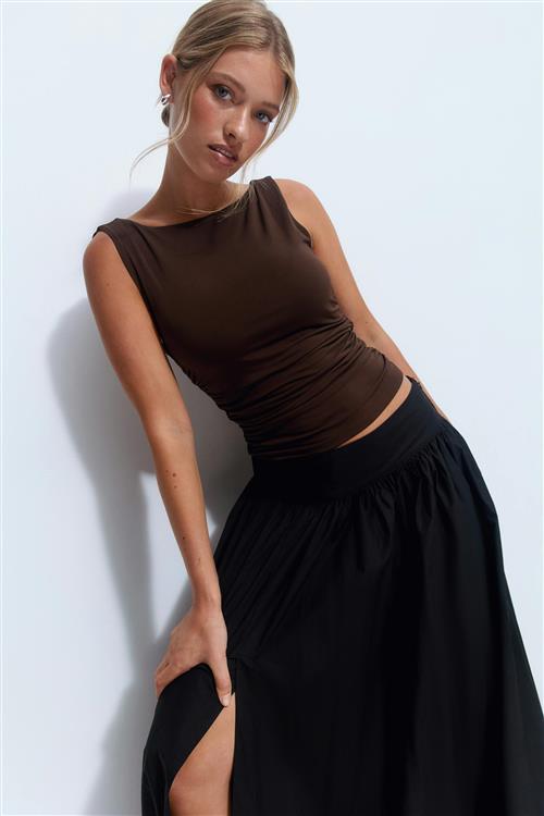 Gina Tricot - Draped top - Toppe uden ærmer - Brun - L - Dame