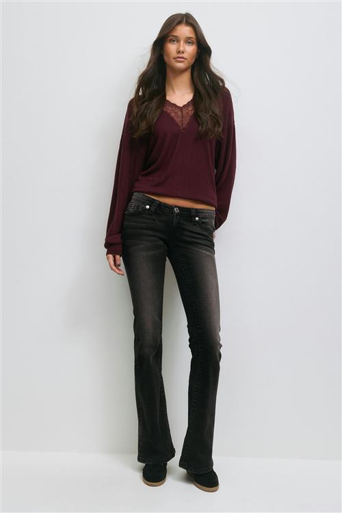 Gina Tricot - 14+ hip hug flare jeans - Jeans - Sort - L - Dame