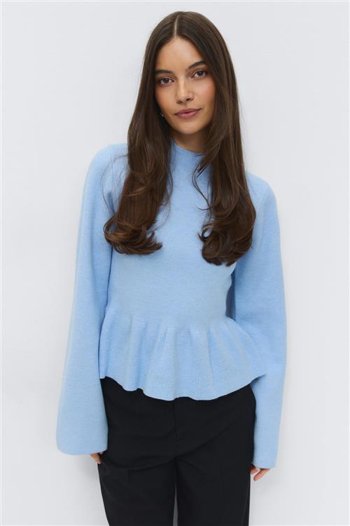 Gina Tricot - Knitted peplum top - peplum toppe - Blå - M - Dame