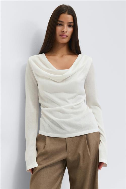 Gina Tricot - Draped knitted top - Langærmede toppe - Hvid - M - Dame