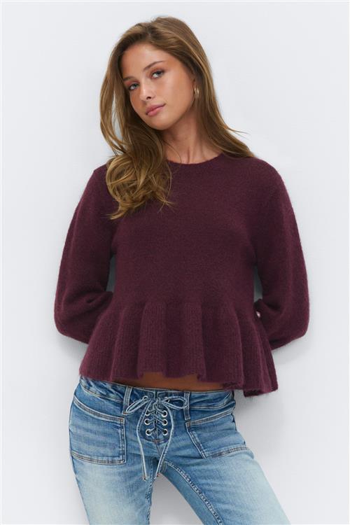 Gina Tricot - 14+ knitted peplum sweater - striktrojer - Rød - L - Dame