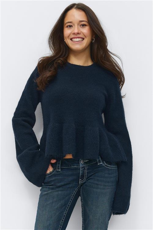 Gina Tricot - 14+ knitted peplum sweater - striktrojer - Blå - S - Dame