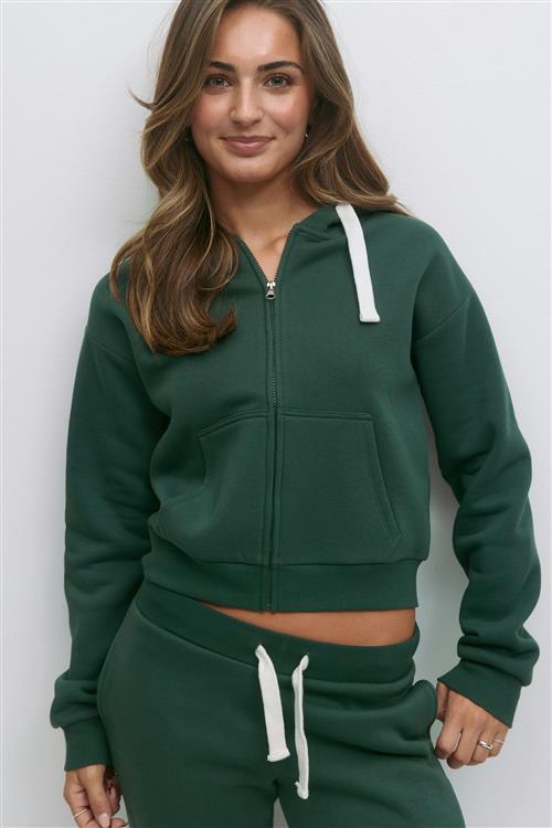 Gina Tricot - 14+ zip hoodie - Trøjer - Grøn - M - Dame