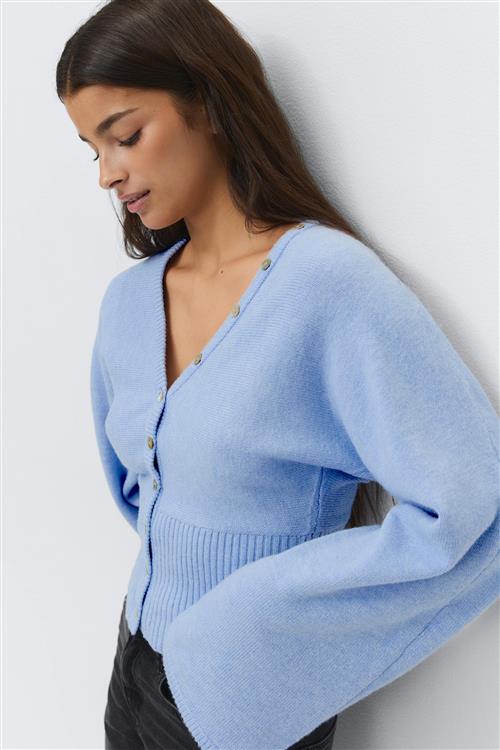 Gina Tricot - Fitted waist knitted cardigan - Cardigans - Blå - XL - Dame