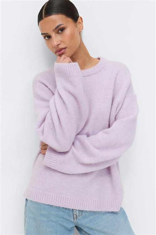 Gina Tricot - Crew neck knitted sweater - Striktrøjer - Lilla - L - Dame