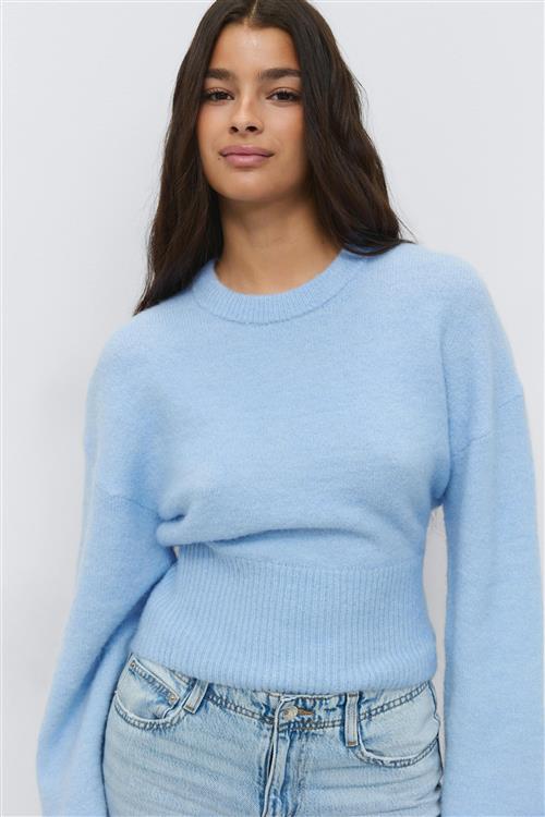 Gina Tricot - Wide sleeve knitted sweater - Striktrøjer - Blå - S - Dame