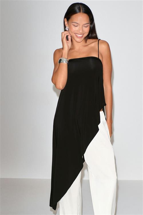 Gina Tricot - Asymmetric singlet - Tanktops - Sort - M - Dame