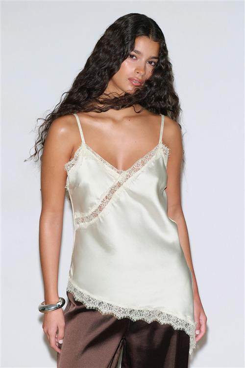 Gina Tricot - Satin asymmetric singlet - Tanktops - Hvid - 38 - Dame