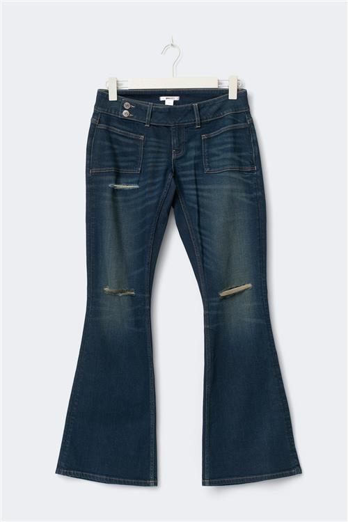 Gina Tricot - 14+ pleated flare jeans curve - flare jeans - Blå - L - Dame