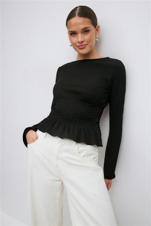 Gina Tricot - Long sleeve smock top - Langærmede toppe - Sort - M - Dame