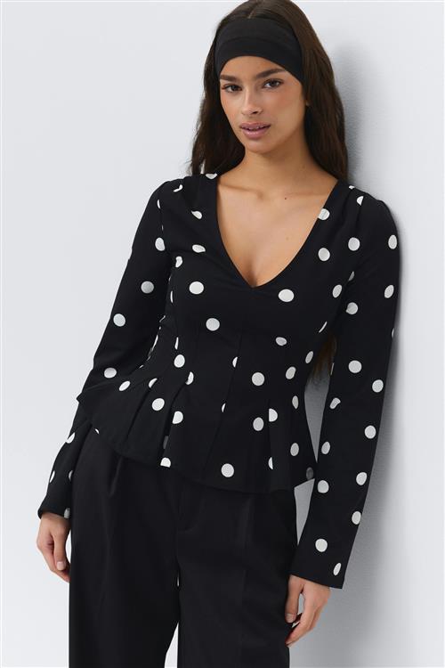 Gina Tricot - Peplum top - peplum toppe - Sort - M - Dame