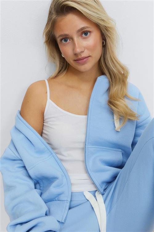 Gina Tricot - 14+ zip hoodie - Trøjer - Blå - XXS - Dame