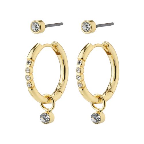 Pilgrim ELNA krystal øreringe 2-i-1 sæt guldbelagt