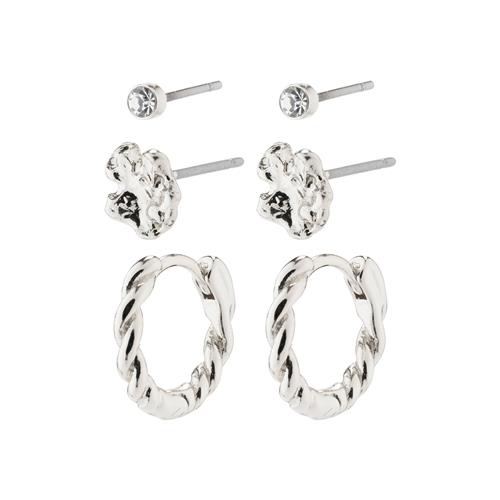 Pilgrim EMANUELLE øreringe 3-i-1 sæt sølvbelagt