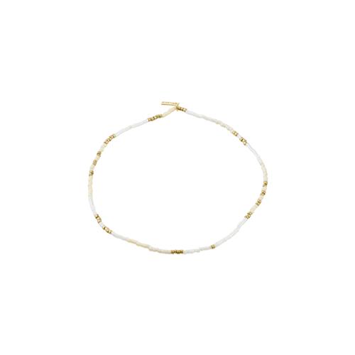 Pilgrim ALISON ankelkæde hvid, guldbelagt