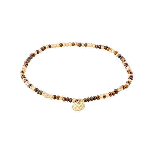 Pilgrim INDIE armbånd brun, guldbelagt