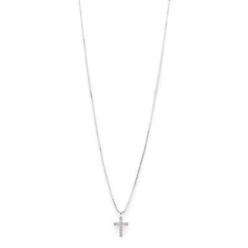 Pilgrim CLARA krystal kors halskæde sølvbelagt