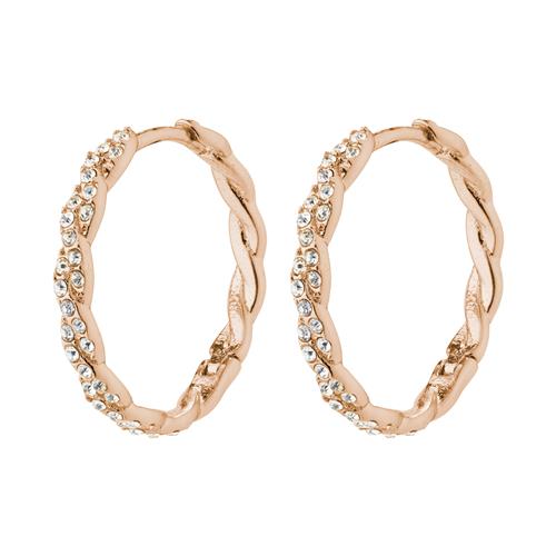 Pilgrim EZO twirled krystal hoops rosaguldbelagt