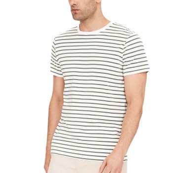 Resteröds Bamboo Crew Neck Stribet Medium Herre