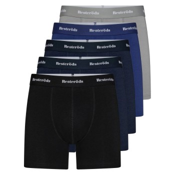 Resteröds 5P Kalle Bamboo Boxer Sort/Blå Small Herre